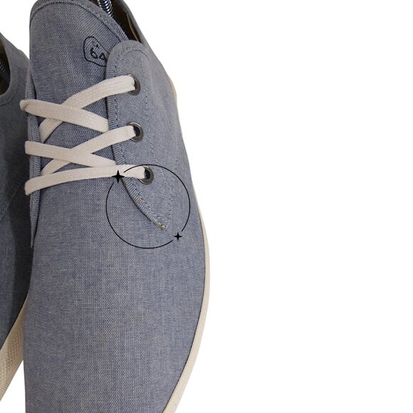 SeaVees Vegan Cotton Chambray Sneakers Coastal Minimalist Eco Retro Size 13 Blue - Picture 10 of 13